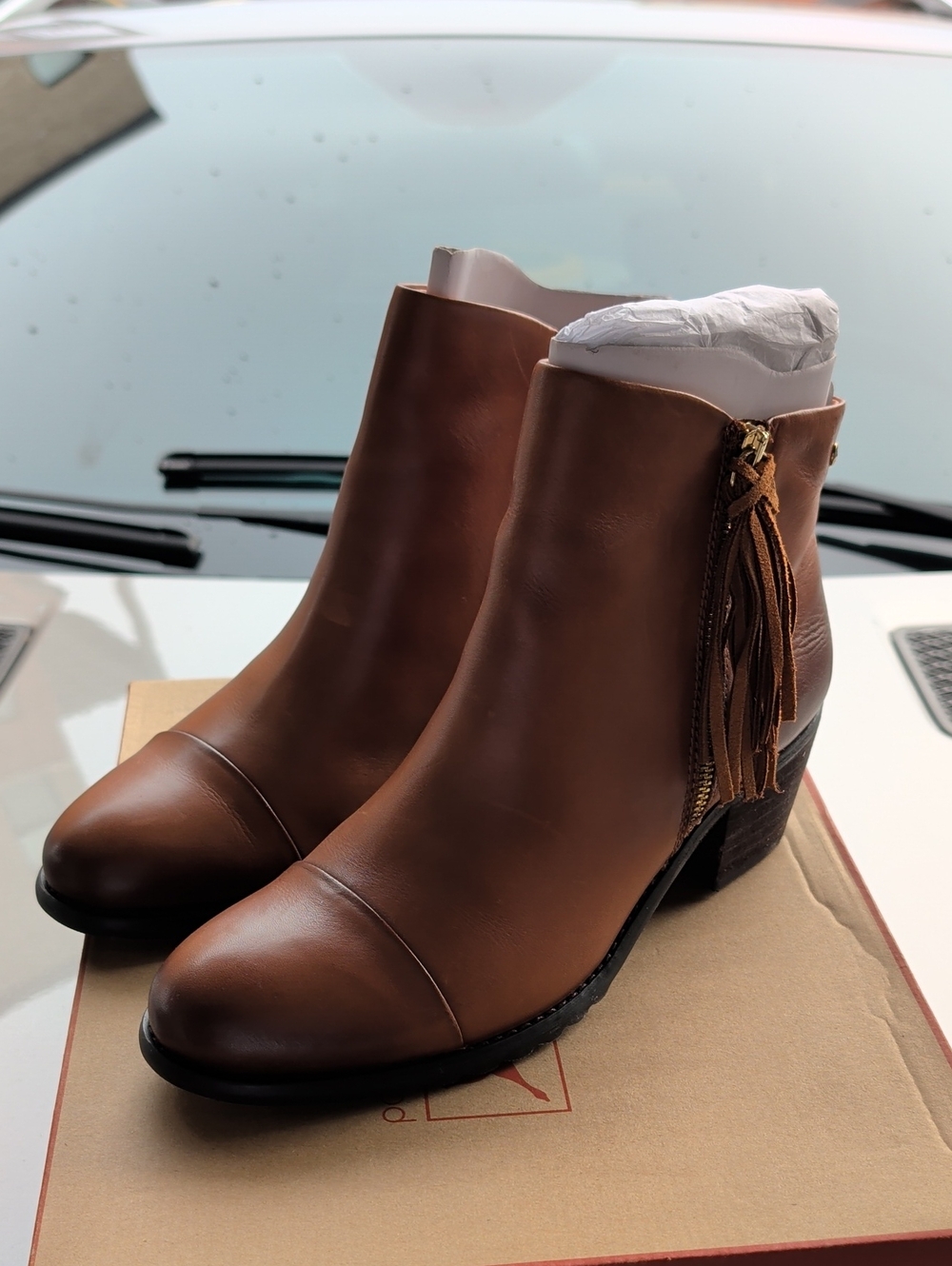 PIKOLINOS Brown Leather Ankle Booties with Tassel Zip